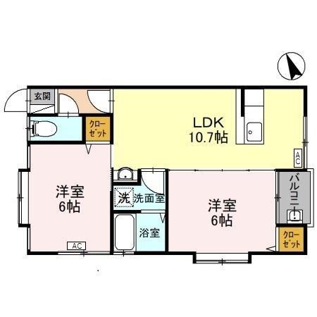 ペティーコーポみつばⅡ(2LDK/2階)の間取り写真