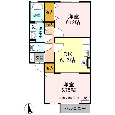 セブンヒルズガーデン(2DK/2階)の間取り写真