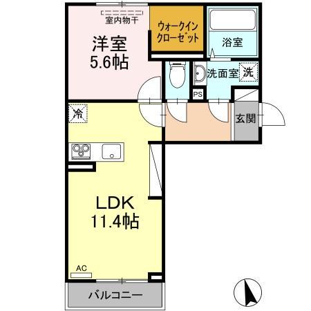 プレミアステイツS(1LDK/2階)の間取り写真