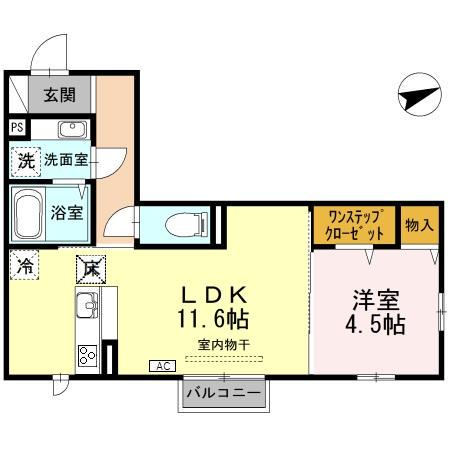 ラ・フレーズ(1LDK/1階)の間取り写真