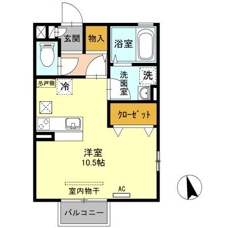 グランメール(ワンルーム/1階)の間取り写真