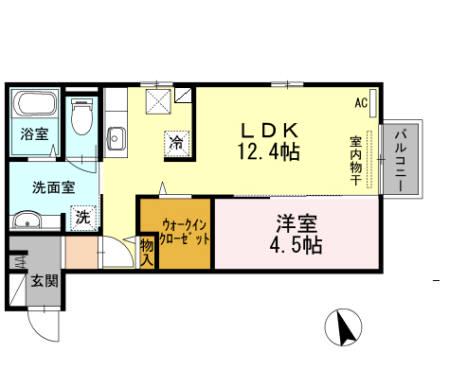 リオブランシェ(1LDK/1階)の間取り写真