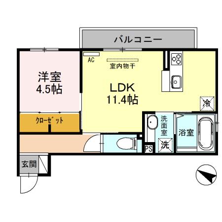 カーサ庄衛門 CASA SYOEMON(1LDK/2階)の間取り写真