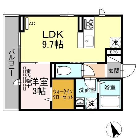 VILLAGE FLEURI(1LDK/2階)の間取り写真