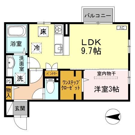 RIKKA(1LDK/1階)の間取り写真