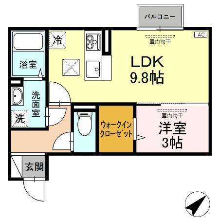T.ハイツ豊田町(1LDK/1階)の間取り写真