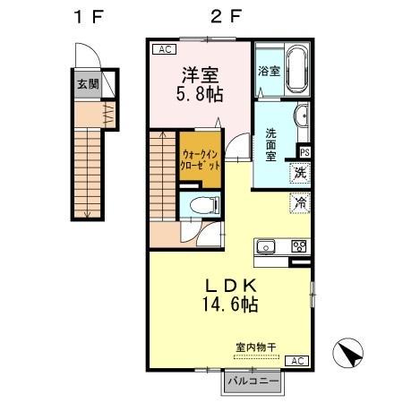 コンフォルト(1LDK/2階)の間取り写真