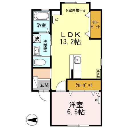 コートフィールド(1LDK/1階)の間取り写真