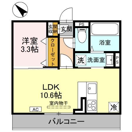 プレミアステイツY(1LDK/3階)の間取り写真