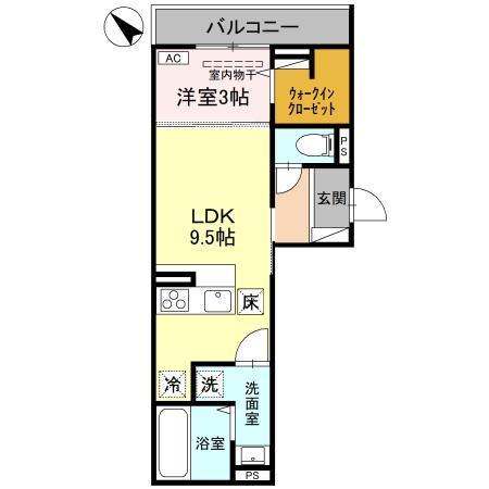 プレミアステイツY(1LDK/1階)の間取り写真