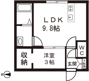 ARNO(1LDK/1階)の間取り写真