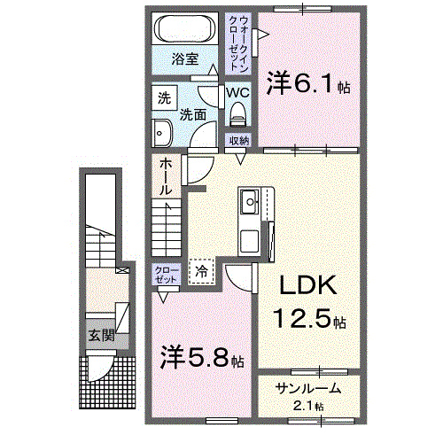 アーシャ 本所(2LDK/2階)の間取り写真