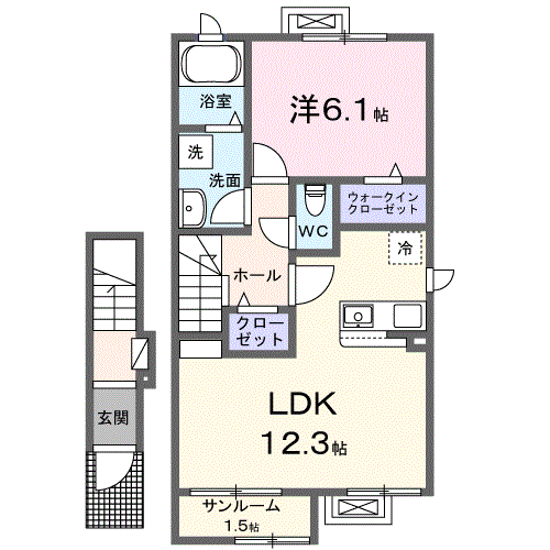 エトワール(1LDK/2階)の間取り写真