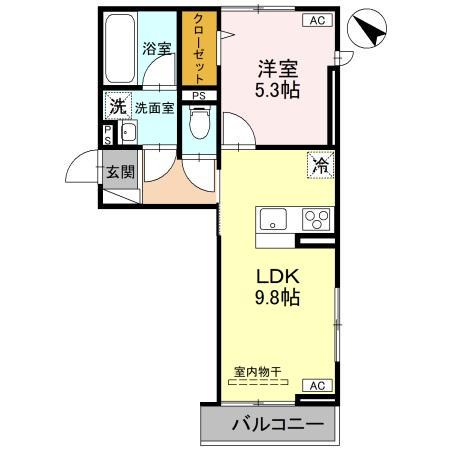 D-ROOM弓町II(1LDK/3階)の間取り写真