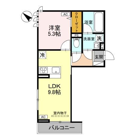 D-ROOM弓町II(1LDK/2階)の間取り写真