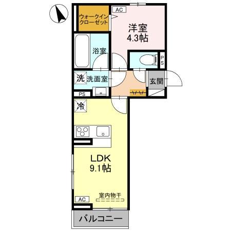 プレミアステイツH(1LDK/2階)の間取り写真