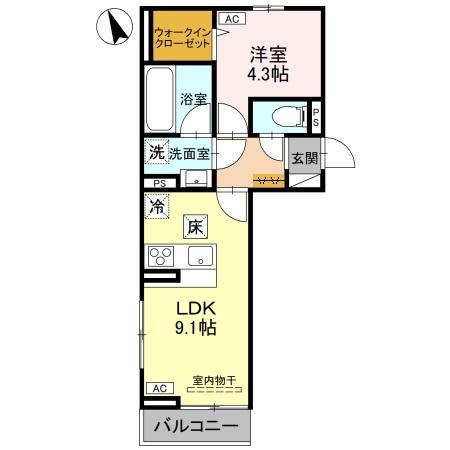 プレミアステイツH(1LDK/1階)の間取り写真