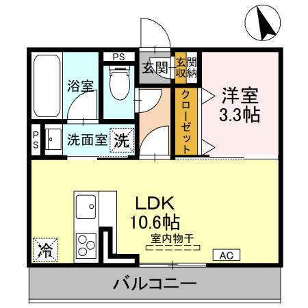 プレミアステイツH(1LDK/3階)の間取り写真