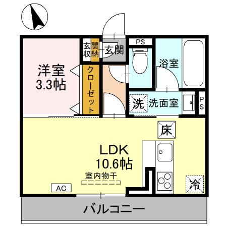 プレミアステイツH(1LDK/1階)の間取り写真