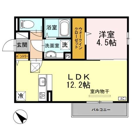 ルーヴル川崎(1LDK/1階)の間取り写真