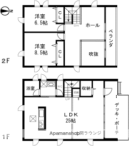 上越線 小千谷駅 徒歩45分 2階建 築7年(2LDK)の間取り写真