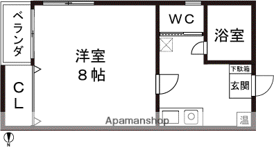 ディアハイツ江陽(1K/2階)の間取り写真