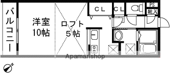 VITA SANWA B棟(ワンルーム/2階)の間取り写真