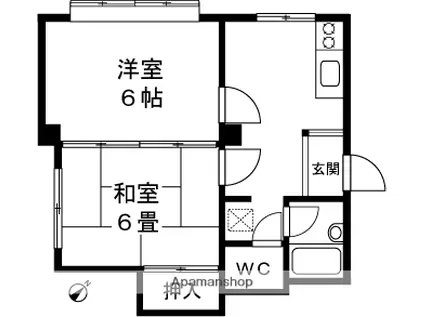 新栄ハイツ東栄(2K/3階)の間取り写真