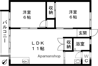 ピュアハイツA(2LDK/1階)の間取り写真