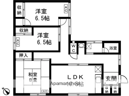 大山ハウス(3LDK/2階)の間取り写真