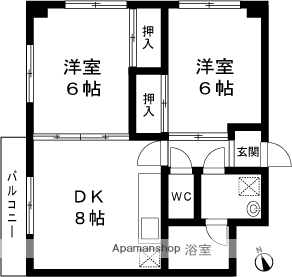 ハイツタカヨシ2(2DK/3階)の間取り写真