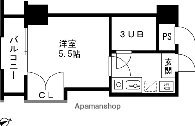 レクセル長岡(1K/7階)の間取り写真