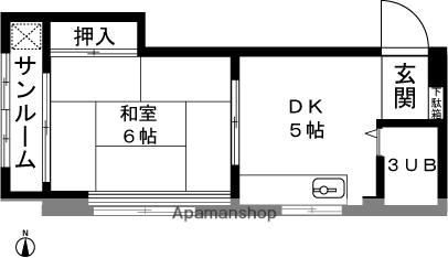 ハイツ松永(1DK/2階)の間取り写真