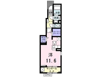 セレノ三和Ⅱ(ワンルーム/1階)の間取り写真
