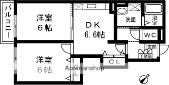 メゾン・ドネッカB(2DK/1階)の間取り写真