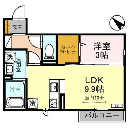 DーRООМ宮原Ⅱ(1LDK/2階)の間取り写真