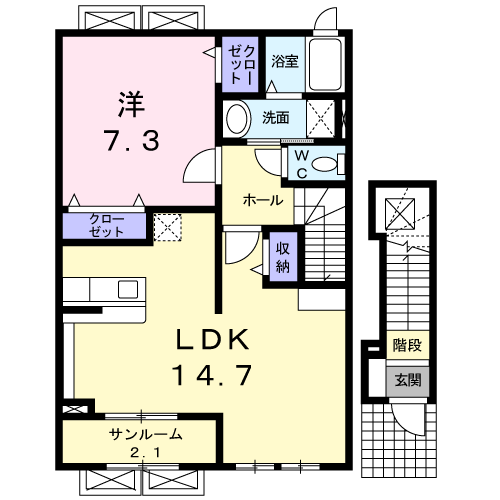 ベルアンジュ Ⅱ(1LDK/2階)の間取り写真