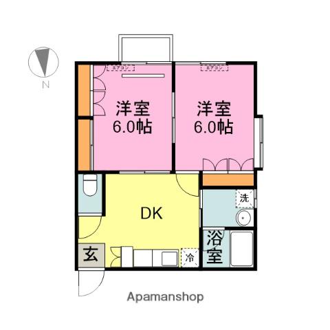 アムールN2(2DK/2階)の間取り写真