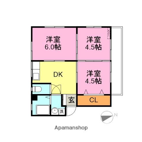渡辺マンション(3DK/1階)の間取り写真