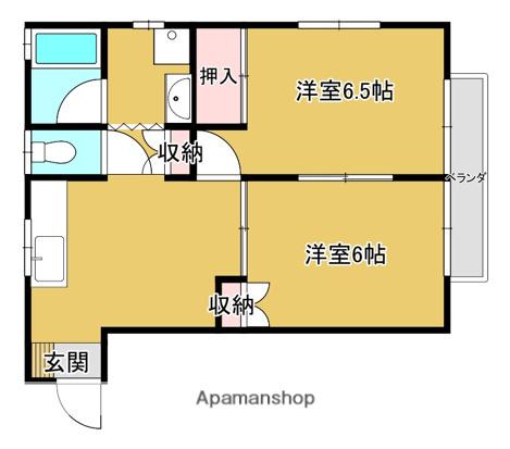 ベル住吉(2DK/2階)の間取り写真