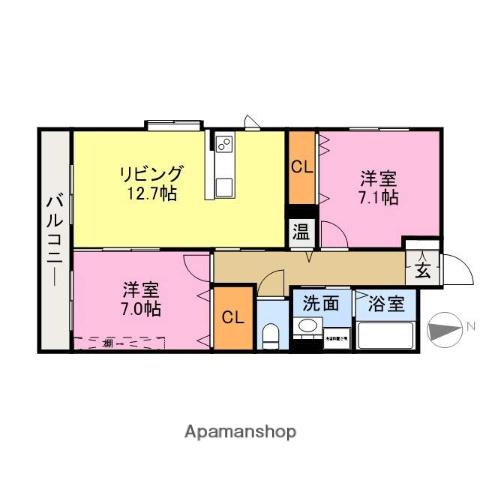 フレンド幸(2LDK/4階)の間取り写真