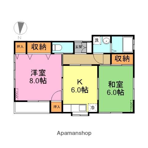 新潟県長岡市 2階建 築26年(2DK/2階)の間取り写真