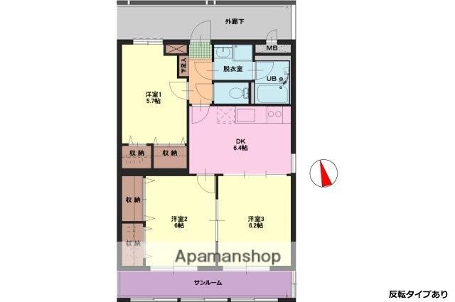 パックス(3DK/1階)の間取り写真