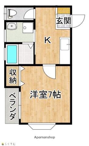 丸正ハイツB(1K/1階)の間取り写真