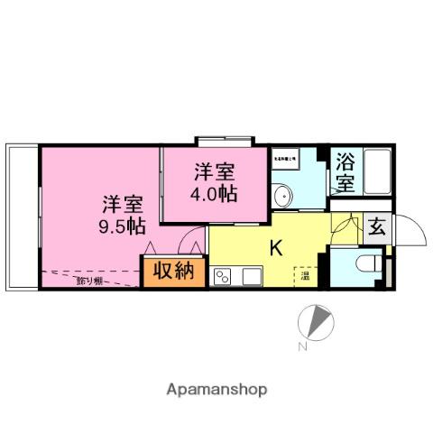 フレンド宮原(2K/4階)の間取り写真