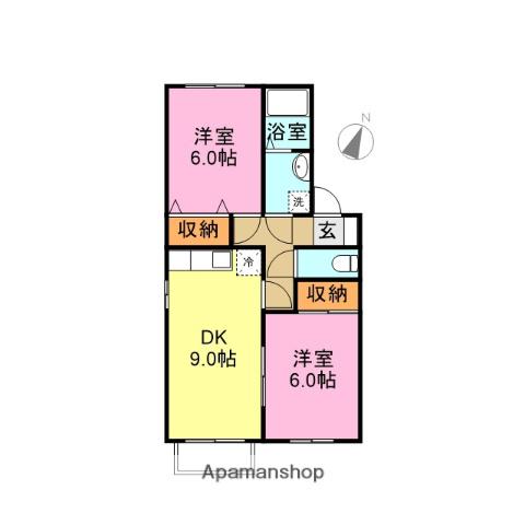グレイスコートA(2LDK/2階)の間取り写真
