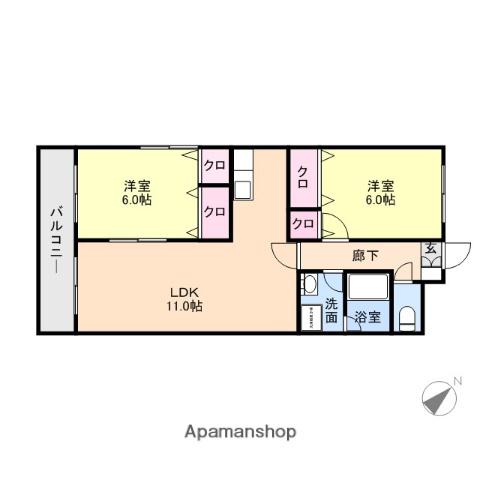 ベルフラワー(2LDK/2階)の間取り写真