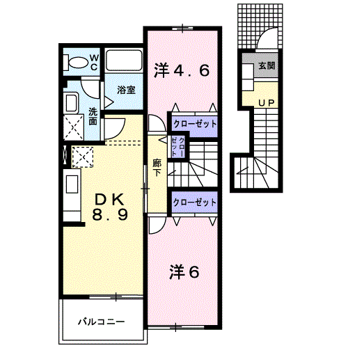 メゾン・ド・パルティール(2DK/2階)の間取り写真