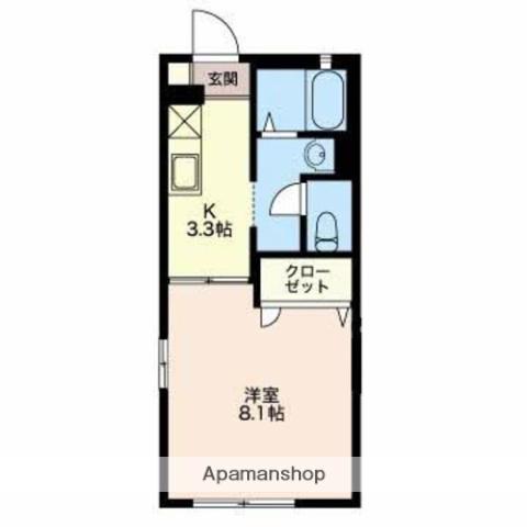 ベルドミール 1(1K/2階)の間取り写真