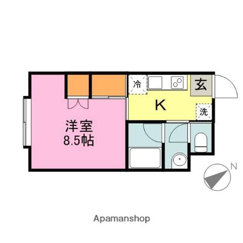 クレディーⅠ(1K/2階)の間取り写真